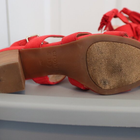 Crown & Ivy  Lucyn Tassel Heels with Ankle Strap Size 8 - Picture 5 of 11